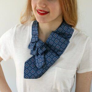 NWT Ogsplosh Unisex Ascot Tie Blue Pink Geometric Square Print Size Long